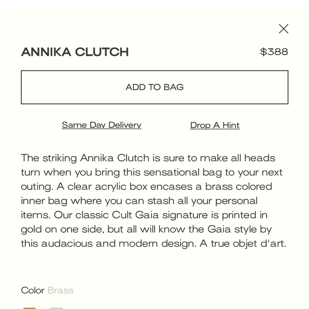 CULT GAIA Metallic Gold Clutch Enclosed In Acrylic-LOWEST PRICE AROUND - Picture 6 of 13